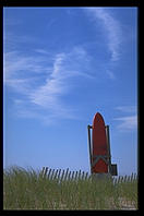 Rescue board at the Wasque Reservation, Chappaquiddick, Martha's Vineyard, Massachusetts