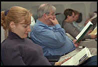 Eve in Aer Lingus Business Class (thank you, Andersen Consulting).