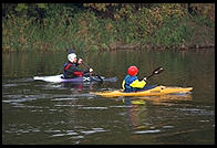 Kayakers on the River Boyne.  North of Dublin, Ireland.