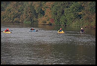 Kayakers on the River Boyne.  North of Dublin, Ireland.