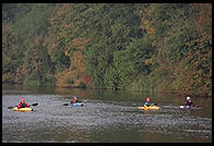 Kayakers on the River Boyne.  North of Dublin, Ireland.