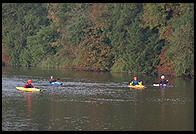 Kayakers on the River Boyne.  North of Dublin, Ireland.