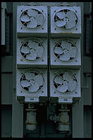Fans on a spare transformer at the Vermont Yankee nuclear power plant.  Vernon, Vermont.