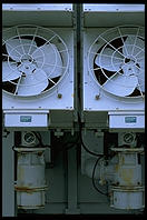 Fans on a spare transformer at the Vermont Yankee nuclear power plant.  Vernon, Vermont.