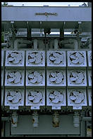 Fans on a spare transformer at the Vermont Yankee nuclear power plant.  Vernon, Vermont.